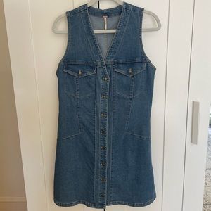 Denim mini dress with buttons free people